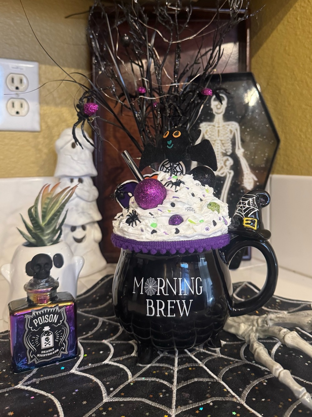 Halloween Decorative centerpiece Purple & Black Accents